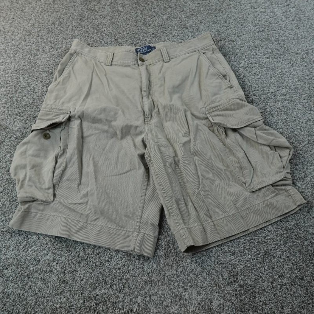 VTG Polo Ralph Lauren Shorts‎ Mens 36 Beige Cargo Utility Military Paratrooper